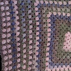 Handmade pink and tan throw size Afghan